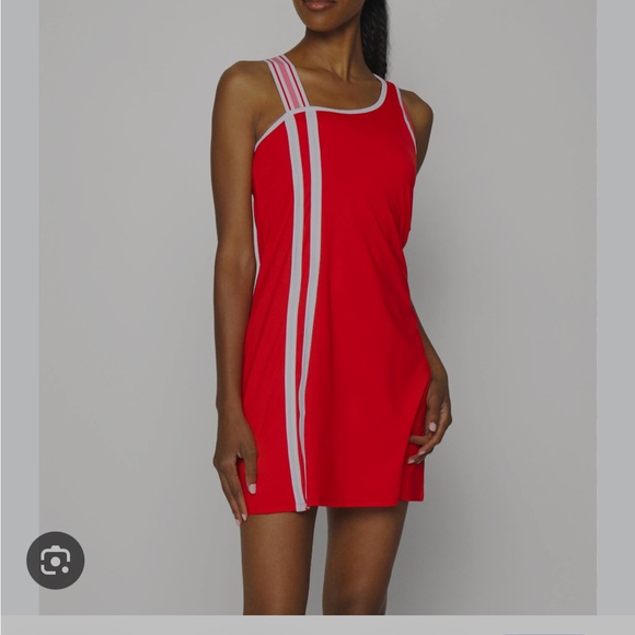 EleVen by Venus Williams Red Striped Asymmetrical Tennis Dress NWOT - Picture 4 of 5